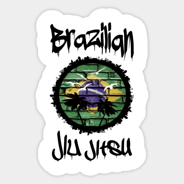 Brazilian jiu jitsu globetrotter BJJ Fighter tropical flag Sticker by Jakavonis